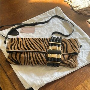 Jimmy Choo Animal Print Clutch with Black Strap